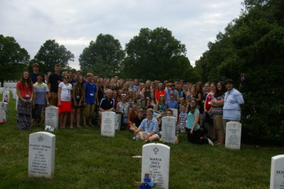 Mona Shores students around Eric's gravesite