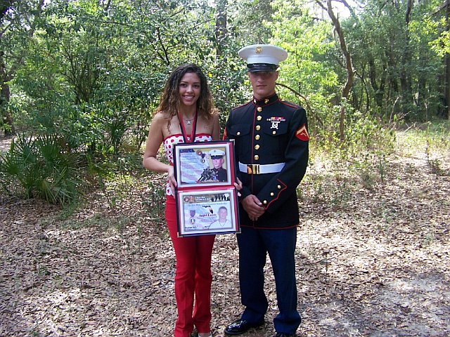 Eric's friend and fellow Marine Justin Carman and Angel Lewis